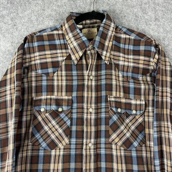 Vintage Dee Cee Western Shirt Mens 15.5/34 Brown Pearl Snap Cowboy USA Made - Picture 2 of 13